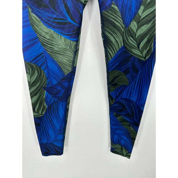 Noli Leggings Women MEDIUM Blue Green Tropical Print Pull On Stretch Activewear - Picture 3 of 7